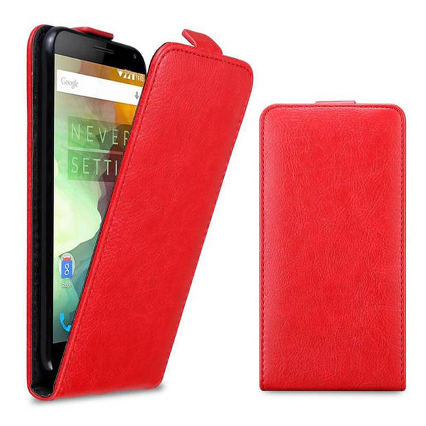 Cadorabo Hoesje geschikt voor OnePlus 2 in APPEL ROOD - Beschermhoes Flip Case Cover magnetische sluiting