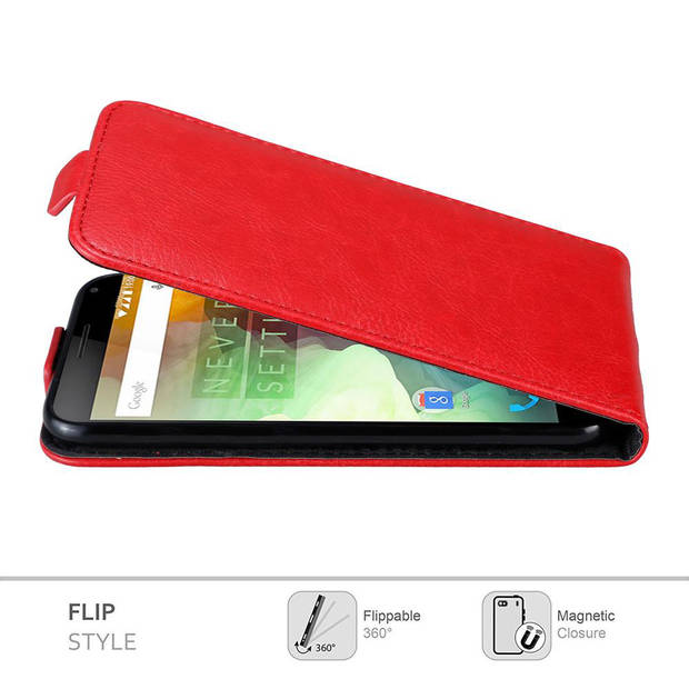 Cadorabo Hoesje geschikt voor OnePlus 2 in APPEL ROOD - Beschermhoes Flip Case Cover magnetische sluiting