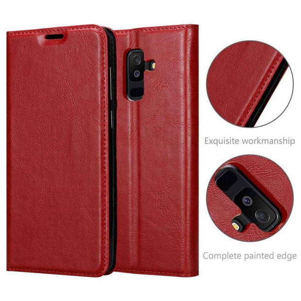 Cadorabo Hoesje geschikt voor Samsung Galaxy A6 PLUS 2018 in APPEL ROOD - Beschermhoes Case magnetische sluiting Cover