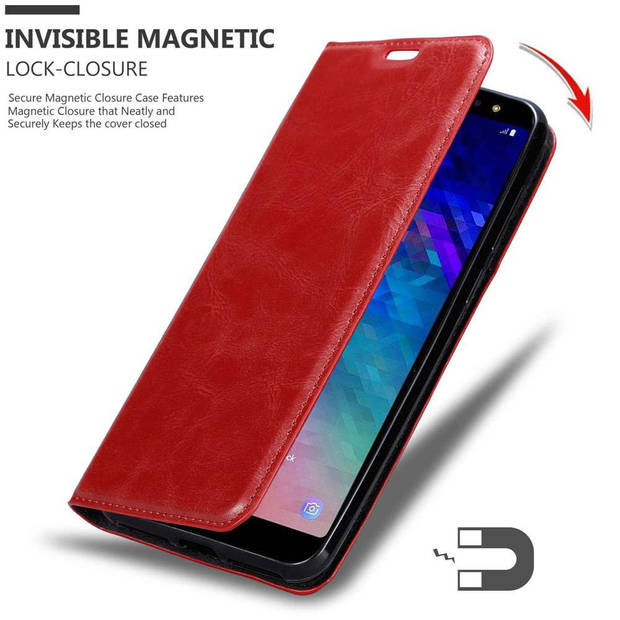 Cadorabo Hoesje geschikt voor Samsung Galaxy A6 PLUS 2018 in APPEL ROOD - Beschermhoes Case magnetische sluiting Cover