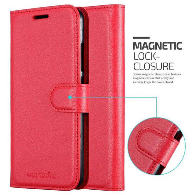 Cadorabo Hoesje geschikt voor Xiaomi RedMi 6 in KARMIJN ROOD - Beschermhoes Cover magnetische sluiting Case