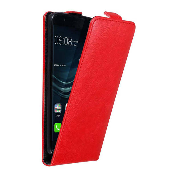 Cadorabo Hoesje geschikt voor Huawei P9 in APPEL ROOD - Beschermhoes Flip Case Cover magnetische sluiting