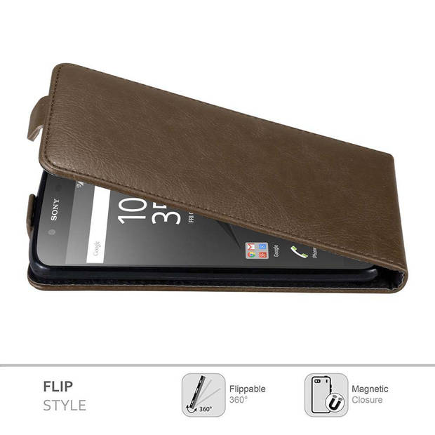 Cadorabo Hoesje geschikt voor Sony Xperia Z5 in KOFFIE BRUIN - Beschermhoes Flip Case Cover magnetische sluiting