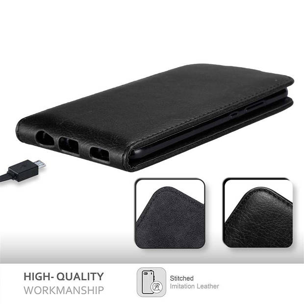 Cadorabo Hoesje geschikt voor Huawei P10 in ZWARTE NACHT - Beschermhoes Flip Case Cover magnetische sluiting