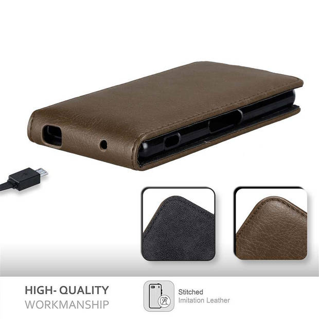 Cadorabo Hoesje geschikt voor Sony Xperia Z3 COMPACT in KOFFIE BRUIN - Beschermhoes Flip Case Cover magnetische sluiting