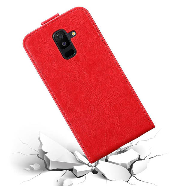 Cadorabo Hoesje geschikt voor Samsung Galaxy A6 PLUS 2018 in APPEL ROOD - Beschermhoes Flip Case Cover magnetische