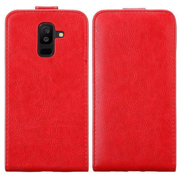 Cadorabo Hoesje geschikt voor Samsung Galaxy A6 PLUS 2018 in APPEL ROOD - Beschermhoes Flip Case Cover magnetische