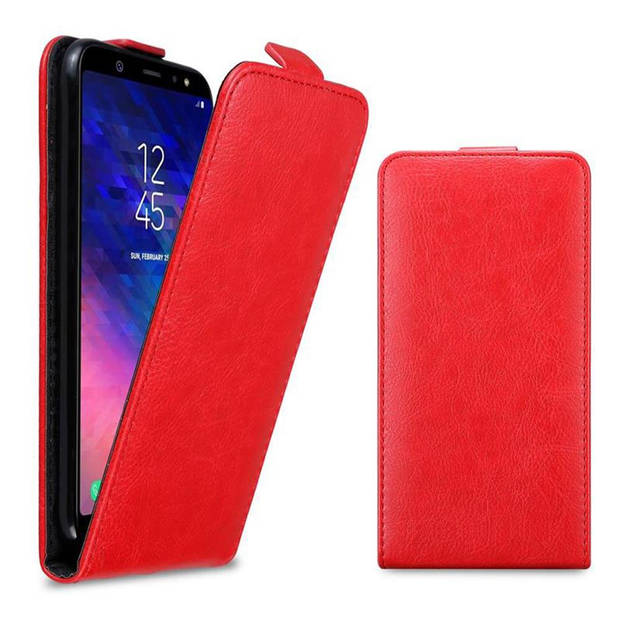 Cadorabo Hoesje geschikt voor Samsung Galaxy A6 PLUS 2018 in APPEL ROOD - Beschermhoes Flip Case Cover magnetische