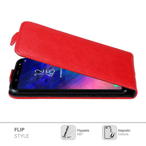 Cadorabo Hoesje geschikt voor Samsung Galaxy A6 PLUS 2018 in APPEL ROOD - Beschermhoes Flip Case Cover magnetische