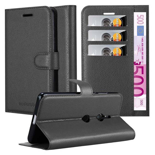 Cadorabo Hoesje geschikt voor Sony Xperia XZ3 in PHANTOM ZWART - Beschermhoes Cover magnetische sluiting Case