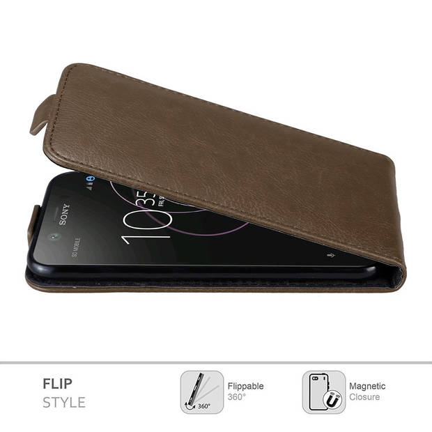 Cadorabo Hoesje geschikt voor Sony Xperia XZ1 in KOFFIE BRUIN - Beschermhoes Flip Case Cover magnetische sluiting