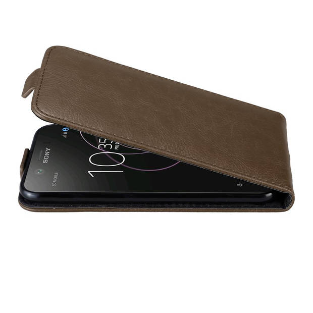 Cadorabo Hoesje geschikt voor Sony Xperia XZ1 in KOFFIE BRUIN - Beschermhoes Flip Case Cover magnetische sluiting