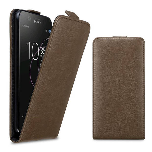 Cadorabo Hoesje geschikt voor Sony Xperia XZ1 in KOFFIE BRUIN - Beschermhoes Flip Case Cover magnetische sluiting