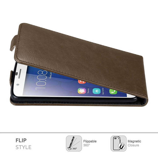 Cadorabo Hoesje geschikt voor Honor 6 PLUS in KOFFIE BRUIN - Beschermhoes Flip Case Cover magnetische sluiting