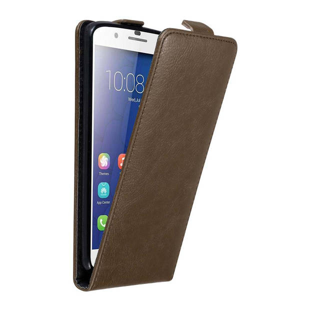 Cadorabo Hoesje geschikt voor Honor 6 PLUS in KOFFIE BRUIN - Beschermhoes Flip Case Cover magnetische sluiting