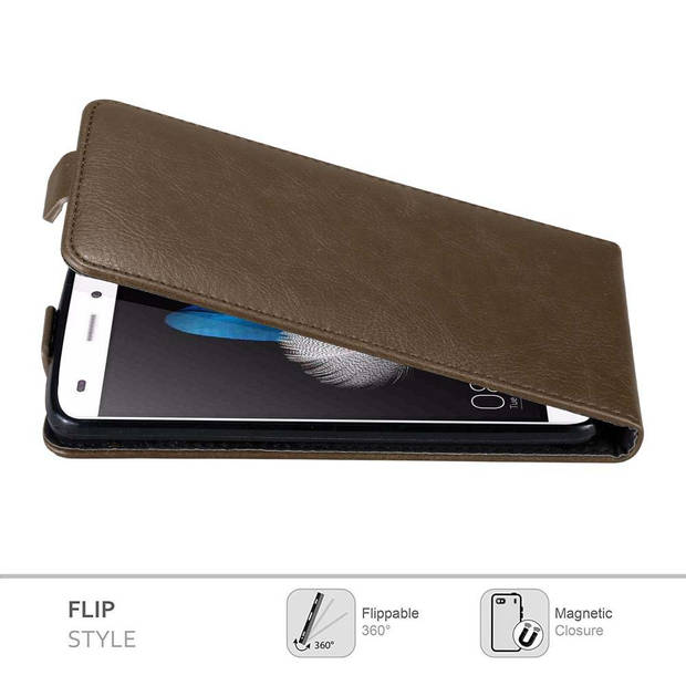 Cadorabo Hoesje geschikt voor Huawei P8 LITE 2015 in KOFFIE BRUIN - Beschermhoes Flip Case Cover magnetische sluiting