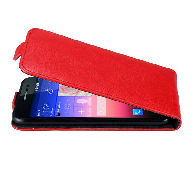 Cadorabo Hoesje geschikt voor Huawei ASCEND P7 in APPEL ROOD - Beschermhoes Flip Case Cover magnetische sluiting