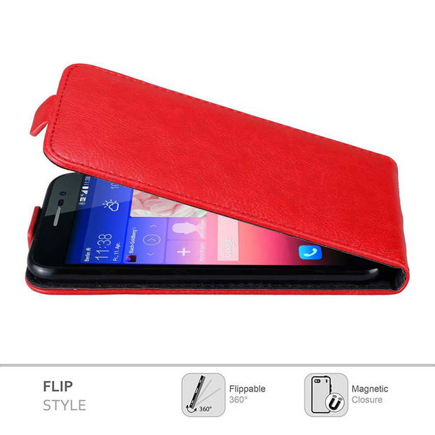 Cadorabo Hoesje geschikt voor Huawei ASCEND P7 in APPEL ROOD - Beschermhoes Flip Case Cover magnetische sluiting