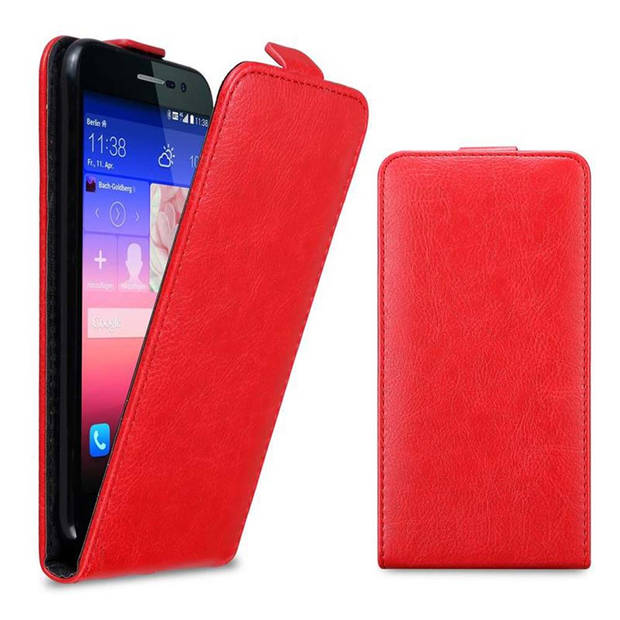 Cadorabo Hoesje geschikt voor Huawei ASCEND P7 in APPEL ROOD - Beschermhoes Flip Case Cover magnetische sluiting