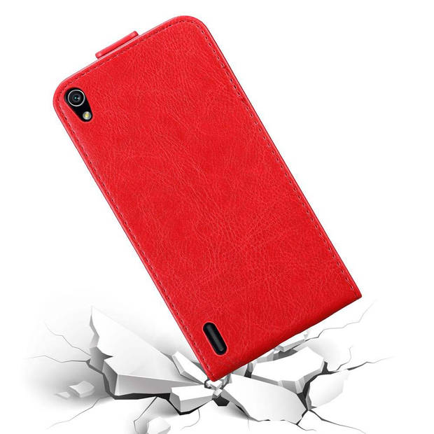 Cadorabo Hoesje geschikt voor Huawei ASCEND P7 in APPEL ROOD - Beschermhoes Flip Case Cover magnetische sluiting