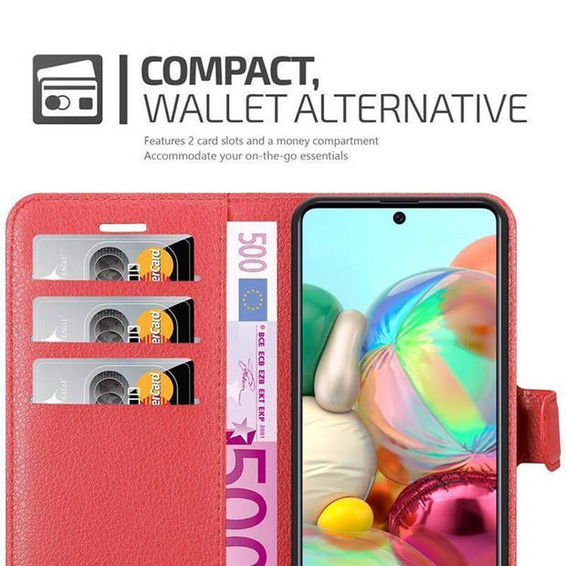 Cadorabo Hoesje geschikt voor Samsung Galaxy A71 4G in KARMIJN ROOD - Beschermhoes Cover magnetische sluiting Case