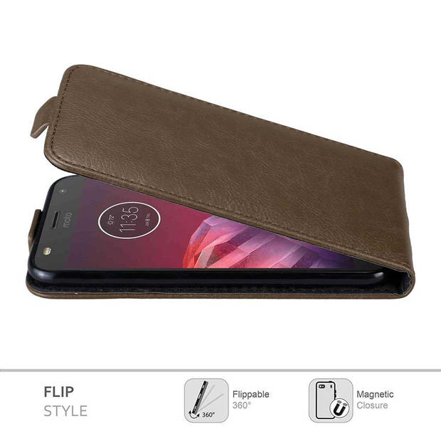 Cadorabo Hoesje geschikt voor Motorola MOTO Z2 PLAY / Z2 FORCE in KOFFIE BRUIN - Beschermhoes Flip Case Cover