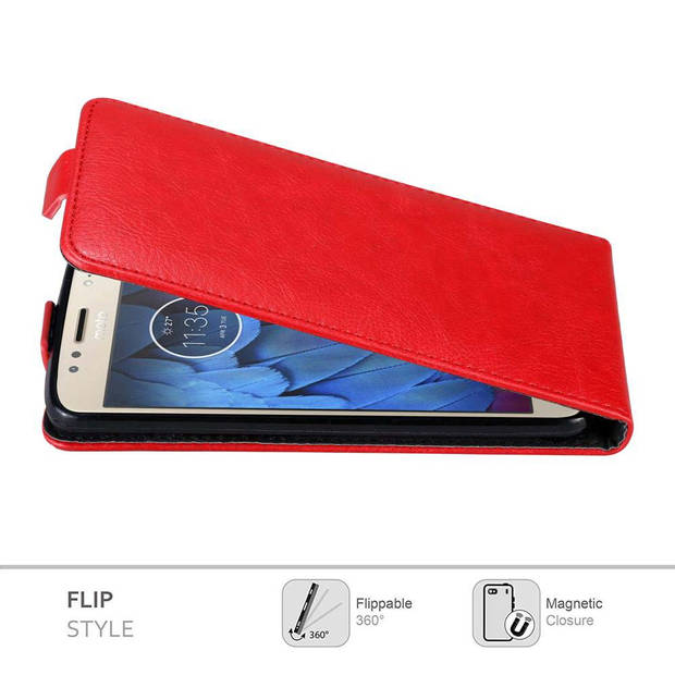 Cadorabo Hoesje geschikt voor Motorola MOTO G5S in APPEL ROOD - Beschermhoes Flip Case Cover magnetische sluiting