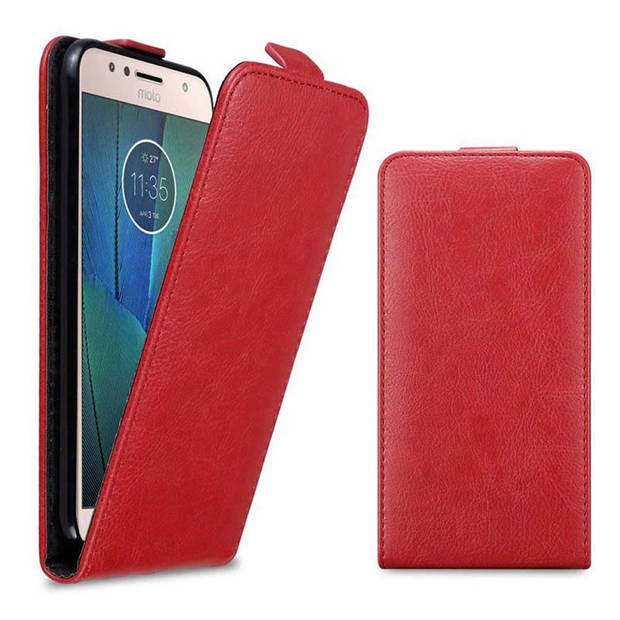 Cadorabo Hoesje geschikt voor Motorola MOTO G5S PLUS in APPEL ROOD - Beschermhoes Flip Case Cover magnetische sluiting