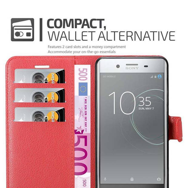 Cadorabo Hoesje geschikt voor Sony Xperia XZ PREMIUM in KARMIJN ROOD - Beschermhoes Cover magnetische sluiting Case