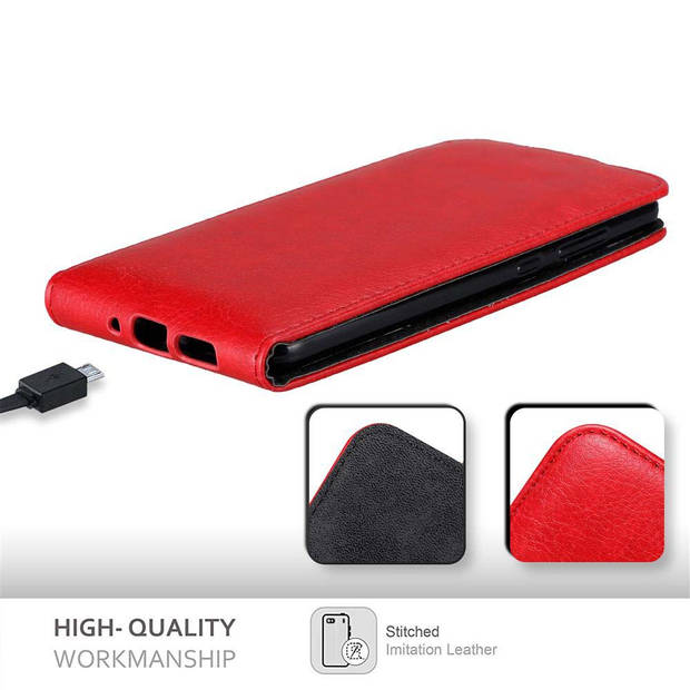 Cadorabo Hoesje geschikt voor Huawei P10 LITE in APPEL ROOD - Beschermhoes Flip Case Cover magnetische sluiting