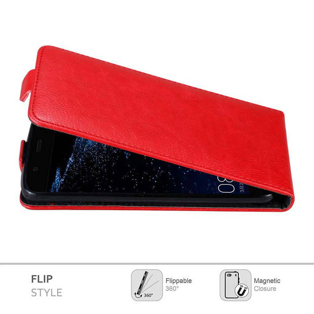 Cadorabo Hoesje geschikt voor Huawei P10 LITE in APPEL ROOD - Beschermhoes Flip Case Cover magnetische sluiting
