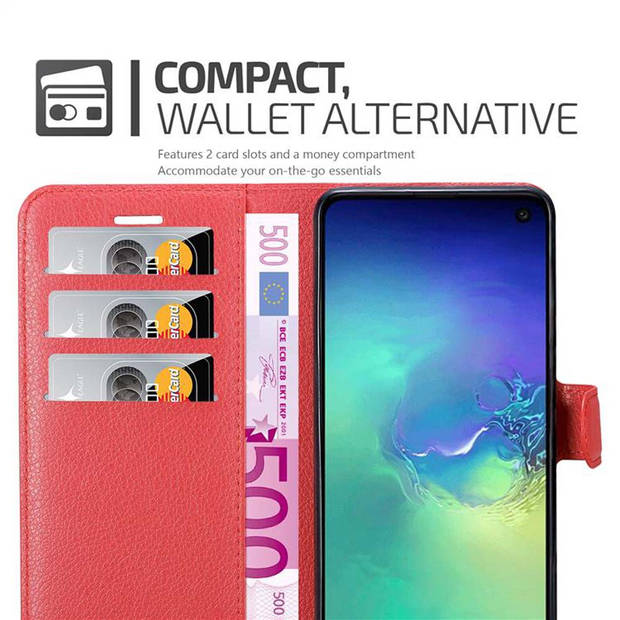 Cadorabo Hoesje geschikt voor Samsung Galaxy S10e in KARMIJN ROOD - Beschermhoes Cover magnetische sluiting Case