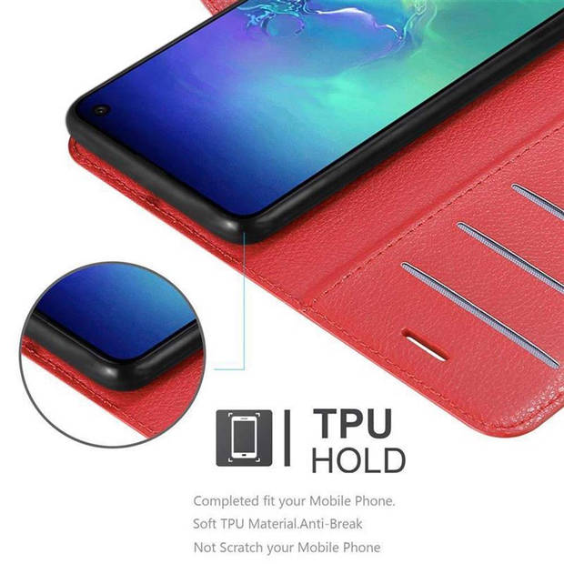 Cadorabo Hoesje geschikt voor Samsung Galaxy S10e in KARMIJN ROOD - Beschermhoes Cover magnetische sluiting Case