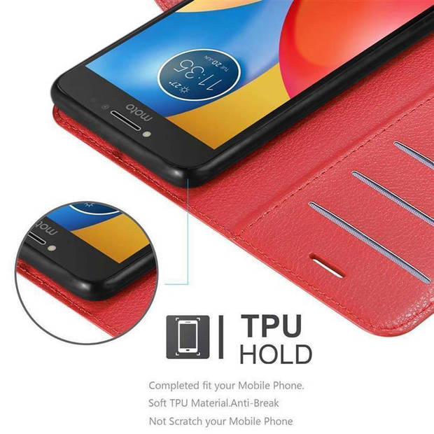 Cadorabo Hoesje geschikt voor Motorola MOTO E4 in KARMIJN ROOD - Beschermhoes Cover magnetische sluiting Case