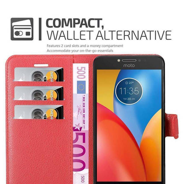 Cadorabo Hoesje geschikt voor Motorola MOTO E4 in KARMIJN ROOD - Beschermhoes Cover magnetische sluiting Case