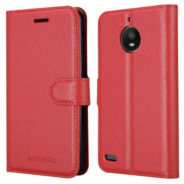 Cadorabo Hoesje geschikt voor Motorola MOTO E4 in KARMIJN ROOD - Beschermhoes Cover magnetische sluiting Case