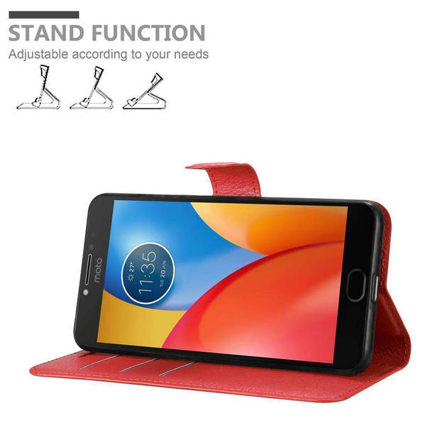 Cadorabo Hoesje geschikt voor Motorola MOTO E4 in KARMIJN ROOD - Beschermhoes Cover magnetische sluiting Case