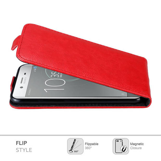 Cadorabo Hoesje geschikt voor Sony Xperia XZ PREMIUM in APPEL ROOD - Beschermhoes Flip Case Cover magnetische sluiting