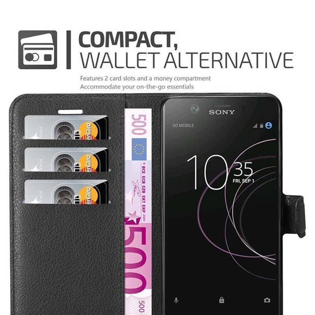 Cadorabo Hoesje geschikt voor Sony Xperia XZ1 in PHANTOM ZWART - Beschermhoes Cover magnetische sluiting Case