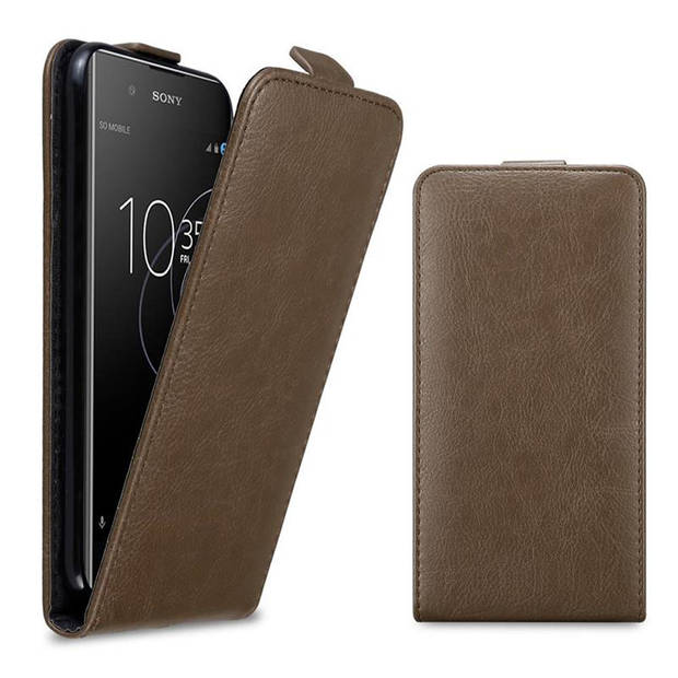 Cadorabo Hoesje geschikt voor Sony Xperia XA1 PLUS in KOFFIE BRUIN - Beschermhoes Flip Case Cover magnetische sluiting