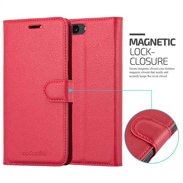 Cadorabo Hoesje geschikt voor OnePlus 5 in KARMIJN ROOD - Beschermhoes Cover magnetische sluiting Case