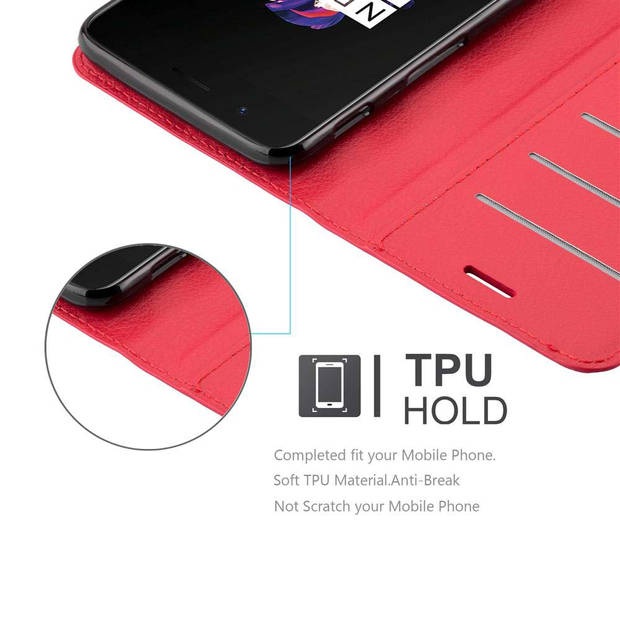 Cadorabo Hoesje geschikt voor OnePlus 5 in KARMIJN ROOD - Beschermhoes Cover magnetische sluiting Case