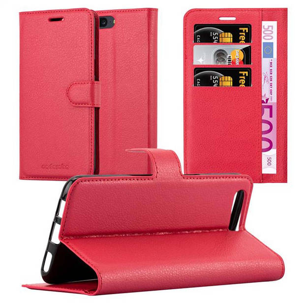 Cadorabo Hoesje geschikt voor OnePlus 5 in KARMIJN ROOD - Beschermhoes Cover magnetische sluiting Case