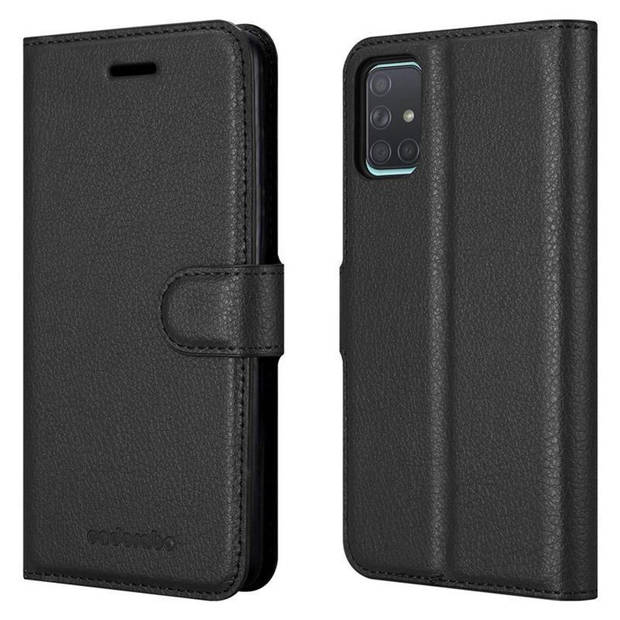 Cadorabo Hoesje geschikt voor Samsung Galaxy A71 5G in PHANTOM ZWART - Beschermhoes Cover magnetische sluiting Case