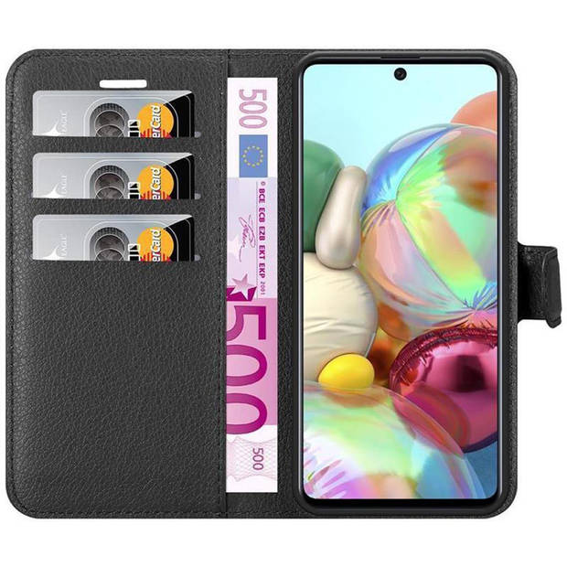 Cadorabo Hoesje geschikt voor Samsung Galaxy A71 5G in PHANTOM ZWART - Beschermhoes Cover magnetische sluiting Case