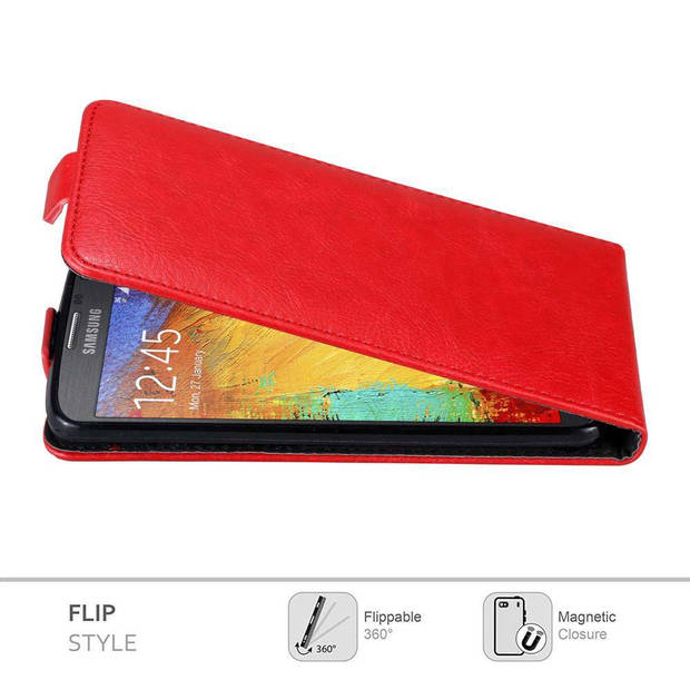 Cadorabo Hoesje geschikt voor Samsung Galaxy NOTE 3 NEO in APPEL ROOD - Beschermhoes Flip Case Cover magnetische