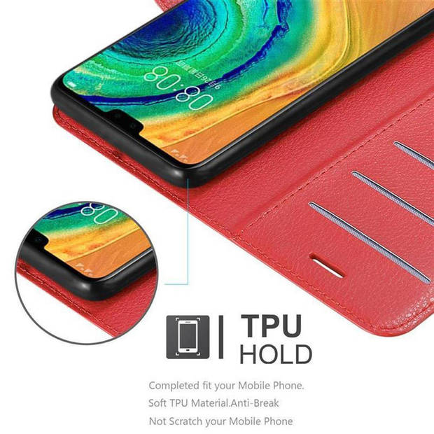 Cadorabo Hoesje geschikt voor Huawei MATE 30 in KARMIJN ROOD - Beschermhoes Cover magnetische sluiting Case