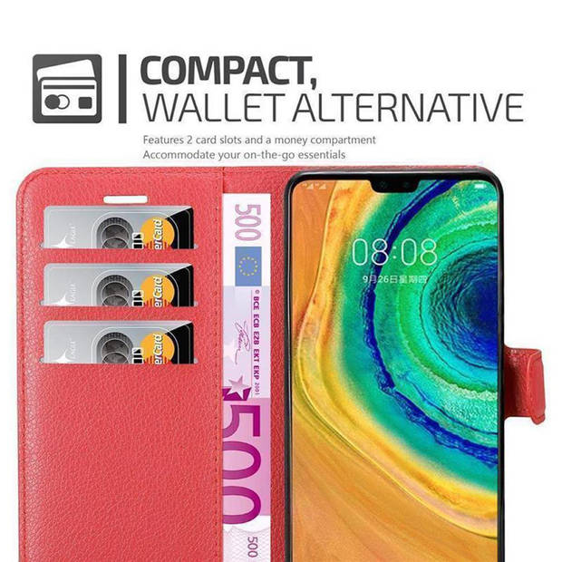 Cadorabo Hoesje geschikt voor Huawei MATE 30 in KARMIJN ROOD - Beschermhoes Cover magnetische sluiting Case