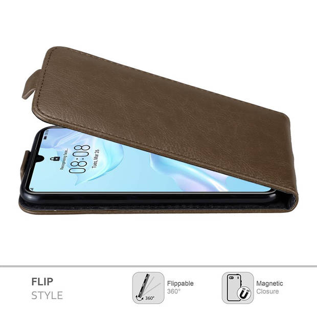 Cadorabo Hoesje geschikt voor Huawei P30 in KOFFIE BRUIN - Beschermhoes Flip Case Cover magnetische sluiting