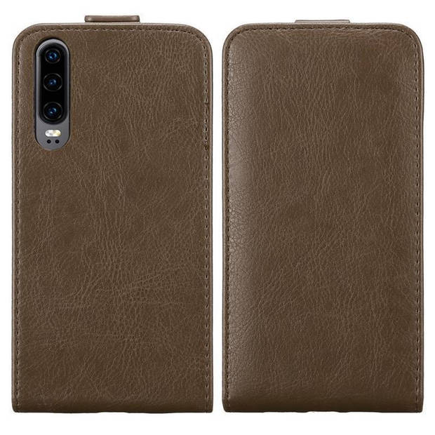 Cadorabo Hoesje geschikt voor Huawei P30 in KOFFIE BRUIN - Beschermhoes Flip Case Cover magnetische sluiting